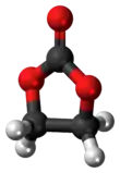 Ball-and-stick model of the ethylene carbonate molecule