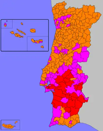 Strongest party by municipality.