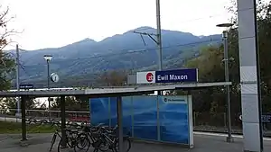 Canopy-covered shelter on platform