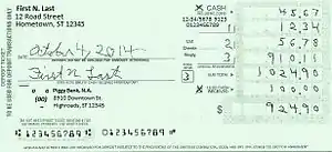 A rectangular form on which the depositor enters the amount of currency and check amounts being deposited and also amount of cash back from the check or checks