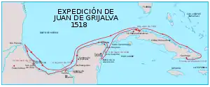 Juan de Grijalva, expedition in 1518. Discovery by the Europeans of the Grijalva River.