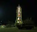 Soyuz TMA-15M on the launch pad after rollout.