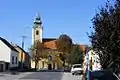 The main street with the church