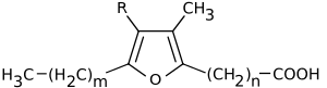 General structure of furan fatty acids