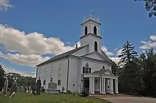 A present day photo of the exterior of Hanover Presbyterian Church