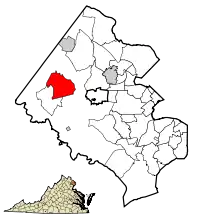 Location of Chantilly in Fairfax County, Virginia