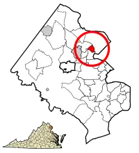 Location of Pimmit Hills in Fairfax County, Virginia