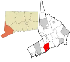 Norwalk's location within Fairfield County and Connecticut