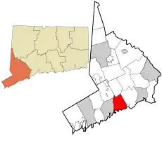 Westport's location within Fairfield County and Connecticut