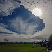 A fallstreak hole over Borso del Grappa, Italy