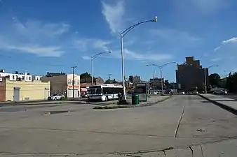 The bus terminal and parking lot adjacent to the station