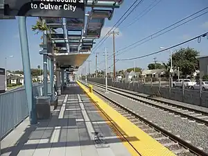 The westbound platform at Farmdale station