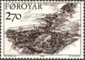 Stamp FR 136 of 1986, old bridges: Glyvragjógv at Glyvrar, Eysturoy of 1902.