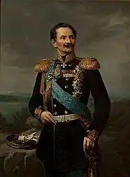 Field marshal Friedrich W. Rembert von Berg with the Gold Sword for Bravery