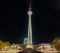 Fernsehturm Berlin Down to Up, at night