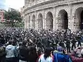 Sassari soldiers in World War I uniforms on parade in Rome