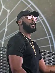 Damso performing at Vieilles Charrues Festival on July 21, 2018