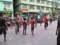 The Hindu festival of Holi being celebrated at Mahatma Gandhi Marg. (2014)