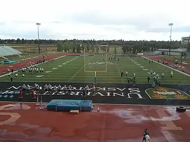 Playing field at Griffiths Stadium from the Graham Huskies Clubhouse