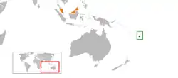 Map indicating locations of Fiji and Malaysia