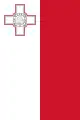 The rudder or fin flash used by Maltese military aircraft consists of two equal vertical strips, one white and the other red with the white leading and bearing across its top third a George Cross proper fimbriated in red.