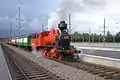 Tk 3 -class locomotive (most numerous steam locomotive class in Finland), in a commercial livery for the Sinebrychoff brewery (normal livery was black/forest green)