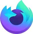 The 2019 redesign of the Firefox Nightly logo, which updated the design of the previous logo to match that of the 2019 Firefox brand redesign