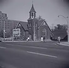 Church at the corner of intersection