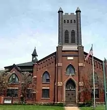 Front of church, photographed from outside