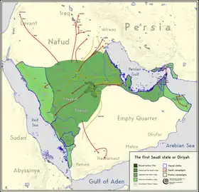 Expansion of the Emirate of Diriyah from 1744 to 1814