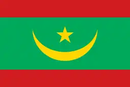 The flag of Mauritania (2017, variants since 1959), star-and-crescent on green