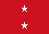 Red flag with two white five-point stars in a centered horizontal line