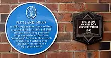 Civic Trust plaque and Leeds Award for Architecture on Fletland Mills