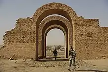 American soldiers on guard at the ruins of Ashur in 2008