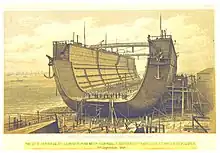 Floating dock Bermuda under construction in England, before being towed to Bermuda in 1869