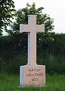 Wayside cross near Hohenfurch, Germany, erected 1953, showing the long s in a Roman typeface