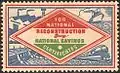 A publicity stamp from around the end of the Second World War urging investors to buy National Savings Certificates for National Reconstruction