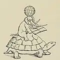 Indian cosmogony and Fauna Sivalensis, cartoon by Forbes in the notebook of Hugh Falconer