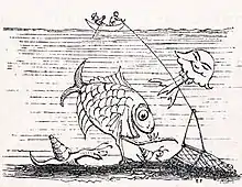 Frontispiece to Forbes's Natural History of the European Seas (Forbes's initials are in the lower right of this cartoon depicting deep sea dredging for marine fauna)