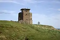 Public viewing platform and former coastguard station with remains of 'Lantern Chapel'