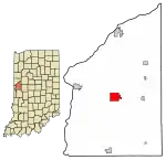 Location of Veedersburg in Fountain County, Indiana.