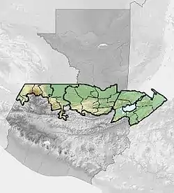 Location of Franja Transversal del Norte within Guatemala