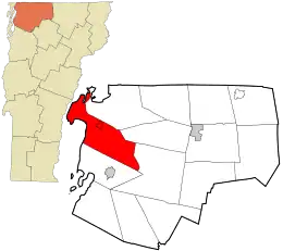 Location in Franklin County and the state of Vermont.