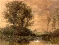 Landscape with trees and stream, 1885