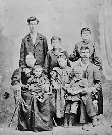 1st Row L-R: Orena Anna McBay Freeman, Marvin / Marion Freeman, Bet Freeman, Felix Gibbs Freeman, Archibald Freeman c1896 2nd Row, L-R: Frank F Freeman, Archibald Bertrand Freeman, Margaret "Maggie" Freeman