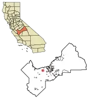 Location of Kerman in Fresno County, California.