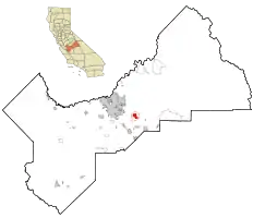 Location in Fresno County and the U.S. state of California