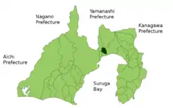 Location of Fujikawa in Shizuoka Prefecture