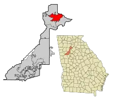 Location in Fulton County and the state of Georgia