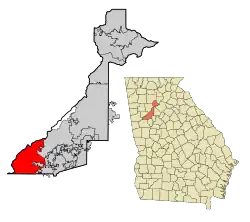 Location in Fulton County and the state of Georgia